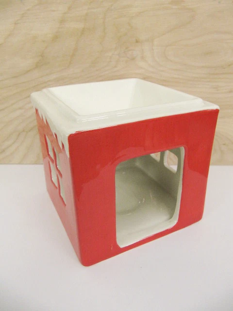 Calentador de cera Hallmark rojo blanco nevado Navidad hogar té luz Foto 2 de 4