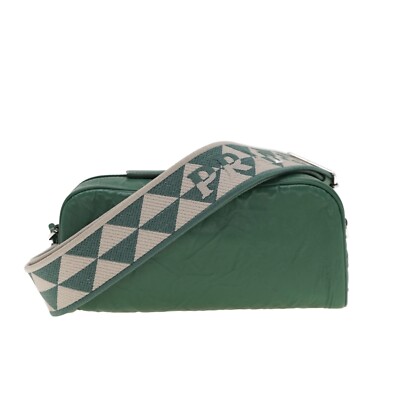 Prada Nappa Antique Shoulder Bag Guitar Strap Multi Pocket Green
