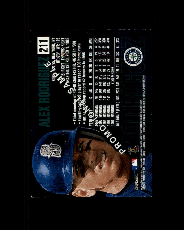 2000 SkyBox Dominion #211 Alex Rodriguez (ref 164576) - Image 2 of 2