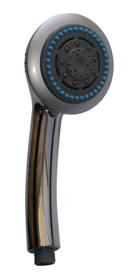 RUNDER HANDBRAUSEKOPF, MULTISTRAHLFUNKTION, ABS & CHROM, GUMMIDÜSEN