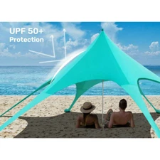 Vecukty Beach Yard Canopy Tent 12X12 FT Beach Sun Shelter Shade UPF 50+ Uv NEW