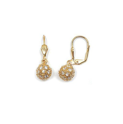 Boucles D'oreilles Boules – Microserti Zirconium – Plaqué Or 18 Carats – Neuf Avec étiquettes