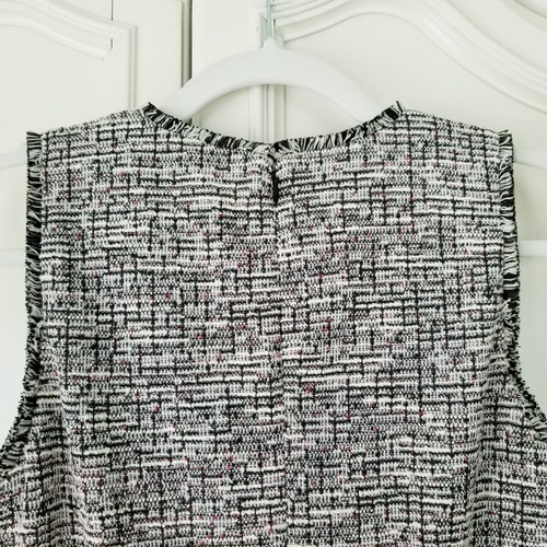 Loft Black White Shimmer Tweed Boucle Knit Sleeveless Short Dress 2 NWT - Picture 6 of 9