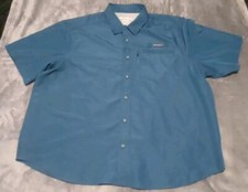 Eddie Bauer Men's Tech Woven Short Sleeve Shirt Large Green Vented Fishing XXL