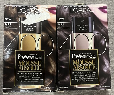 2 Packs L'Oreal Paris Superior Preference Mousse Absolue  #400 Pure Dark Brown