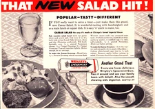 Wrigley's Spearmint Gum Caesar Salad Recipe Grand Treat Vintage Print Ad 1953