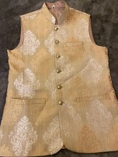 Asian Wedding Gold Waist Coat Mens Size: Medium