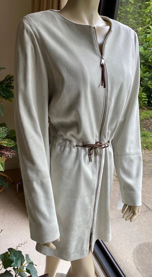 FUCHS SCHMITT Beige Faux Suede COAT JACKET BNWT UK 10 EU 36 Spring Summer - Image 2 of 4