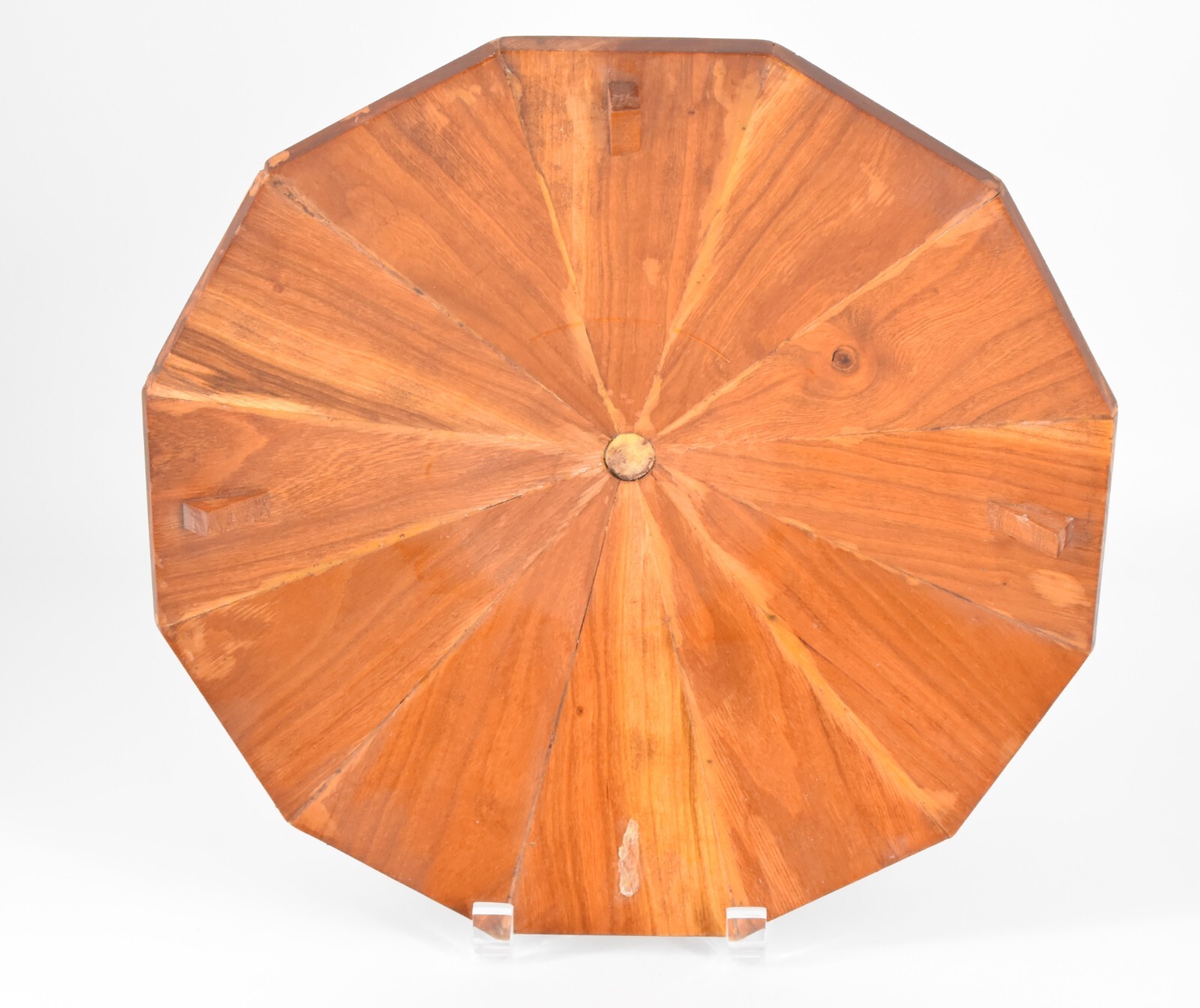 Vintage Wood 12-Sided Covered Box Chest Handmade 11.5" Large