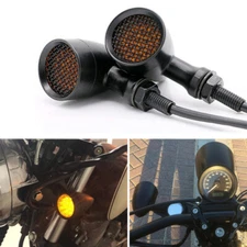 Black Motorcycle LED Turn Signals Amber Lights For Honda Shadow 750 1100 VTX1800