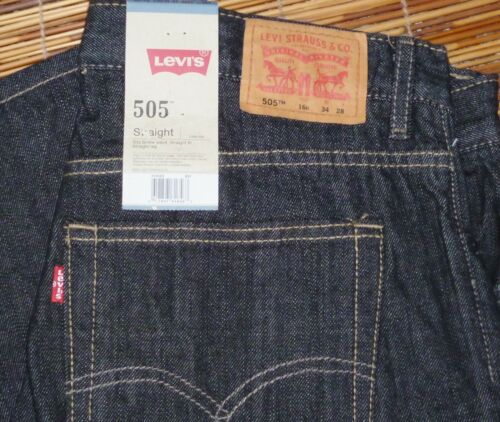 LEVI'S 505 MEN'S / BOY'S HUSKY BLACK STRIGHT COTTON SETS LOW DENIM JEANS LIST$40 - Picture 2 of 5