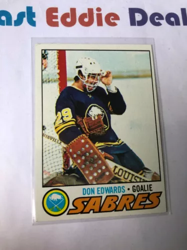 TOPPS HOCKEY 1977-78 DON EDWARDS ROOKIE CARD # 201 BUFFALO SABRES EXCELLENT