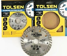 2 TOLSEN 4-1/2" TURBO DIAMOND WHEEL CUTTING DISCS DRY/WET ANGLE GRINDER #76742