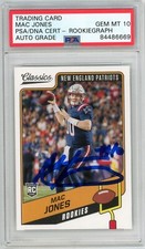 MAC JONES SIGNED AUTO 2021 PANINI CLASSICS FOOTBALL ROOKIE CARD PSA 10 AUTO RC