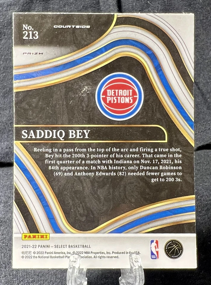 2021-22 PANINI SELECT SADDIQ BEY IRANGE FLASH COURTSIDE SP HAWKS PISTONS - Image 2 of 2