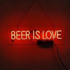 Beer Is Love Neon Sign Bier Bar Wand Dekor Leuchtreklame Neon Schriftzug 17"x7"