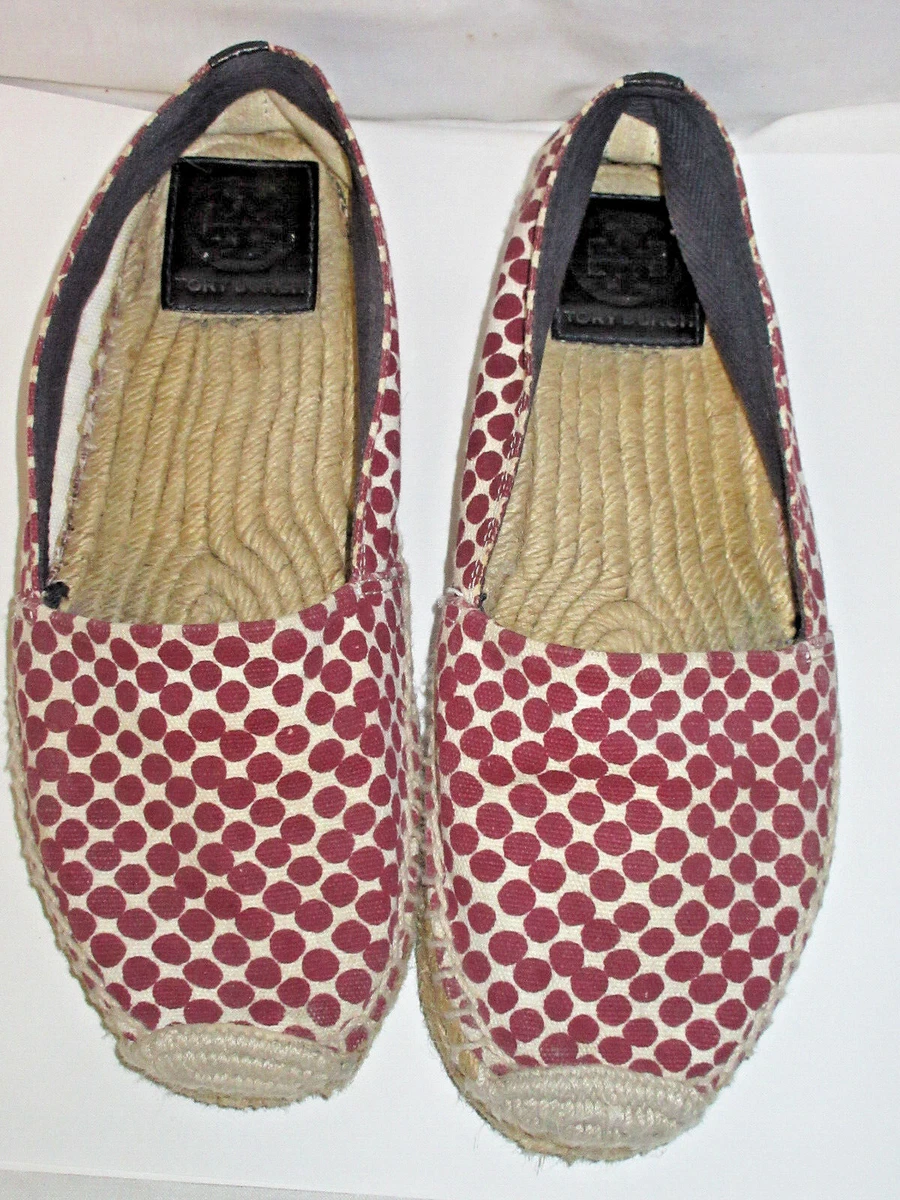 TORY BURCH WOMENS POLKA DOT SLIP ON ESPADRILLE BEACH SHOES FLATS 9