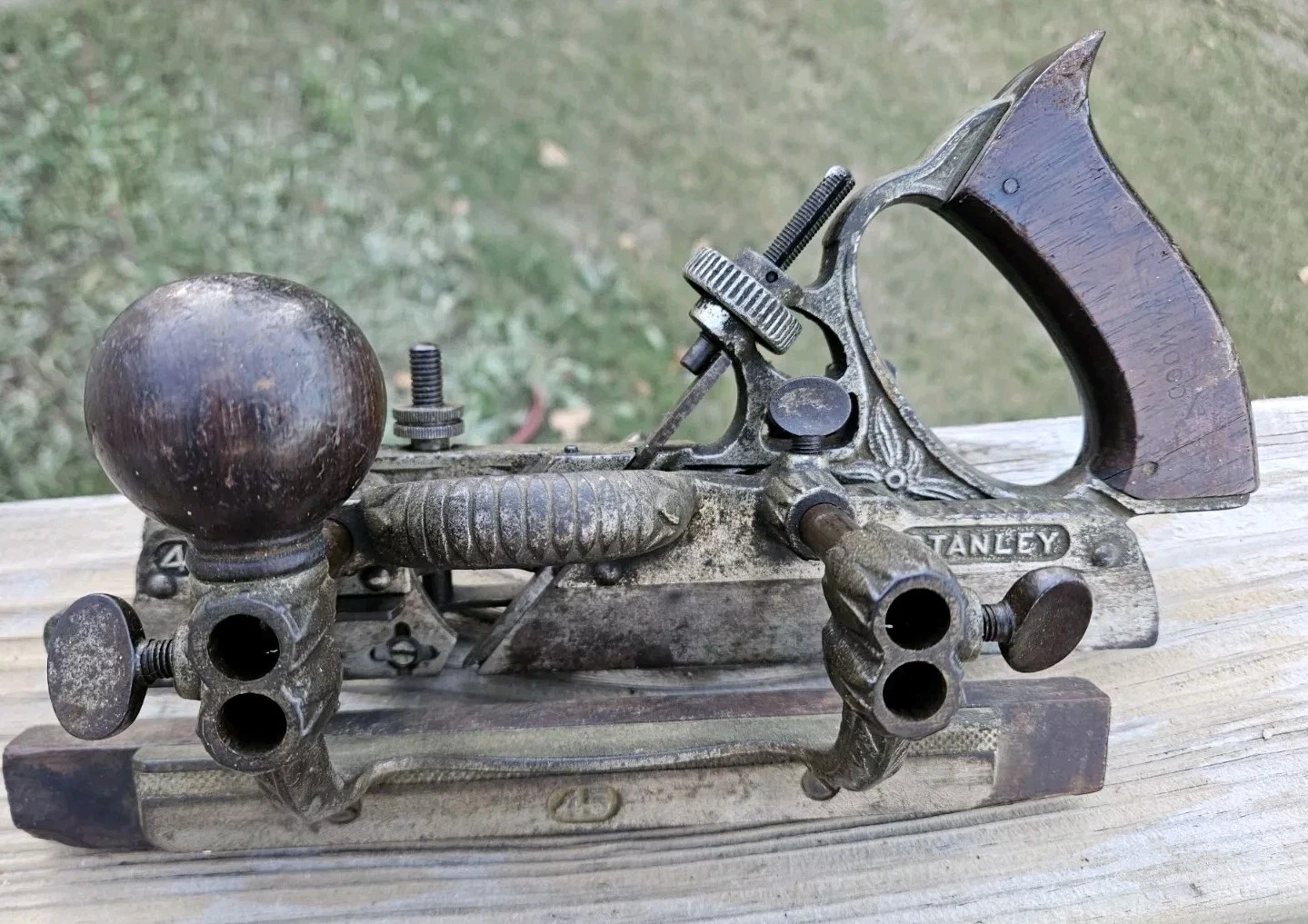 Antique Stanley Combination Plane 45 Ornate Floral Body Hand Wood Tool Vtg