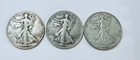 WALKING LIBERTY SILVER HALF DOLLAR LOT OF 3, 90% SILVER #7550