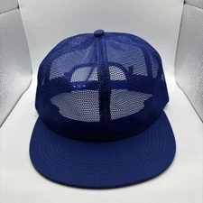 High Crown Trucker Hat Navy Blue All Mesh - K Brand K Products USA Vtg