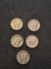 5 Nice 1920 D Silver Mercury Dimes