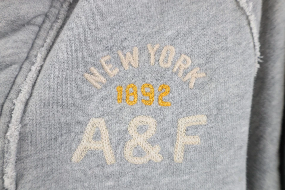 Sudadera con Capucha Henley Pesada De Colección Años 90 Y2K Abercrombie & Fitch Para Hombres XL Puntada de Cadena Gris Foto 4 de 4