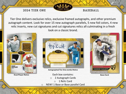 2024 Topps Tier One Baseball Hobby Box - Factory Sealed