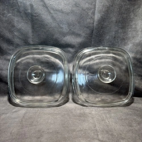 A7C 7" Vintage Pyrex Cover Glass Clear Square Lid A-7-C Replacement Lot 2 - READ