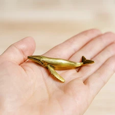 Vintage Brass Whale Figurine Marine Nautical Sea Ocean Decor Whale shark 2.5''