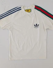 Gucci x Adidas T-Shirt White Web Stripe Trefoil Logo Men’s Medium M Cotton 69211