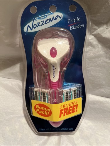 Vtg Noxzema Women Shaver (1 Razor with 2 Cartridges Triple Blades Shower Case) - Picture 1 of 2