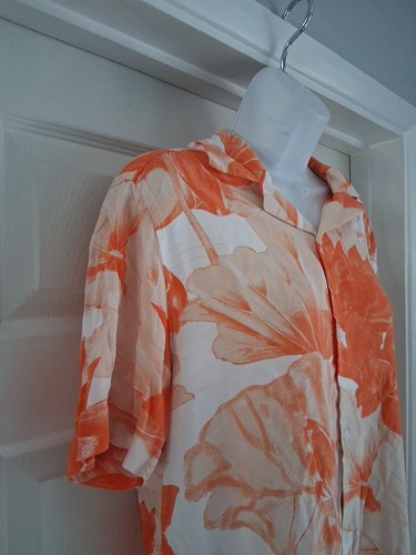 H&M mens orange Floral shirt small chest 38/40 Inch Holiday Casual Summer - Picture 4 of 9