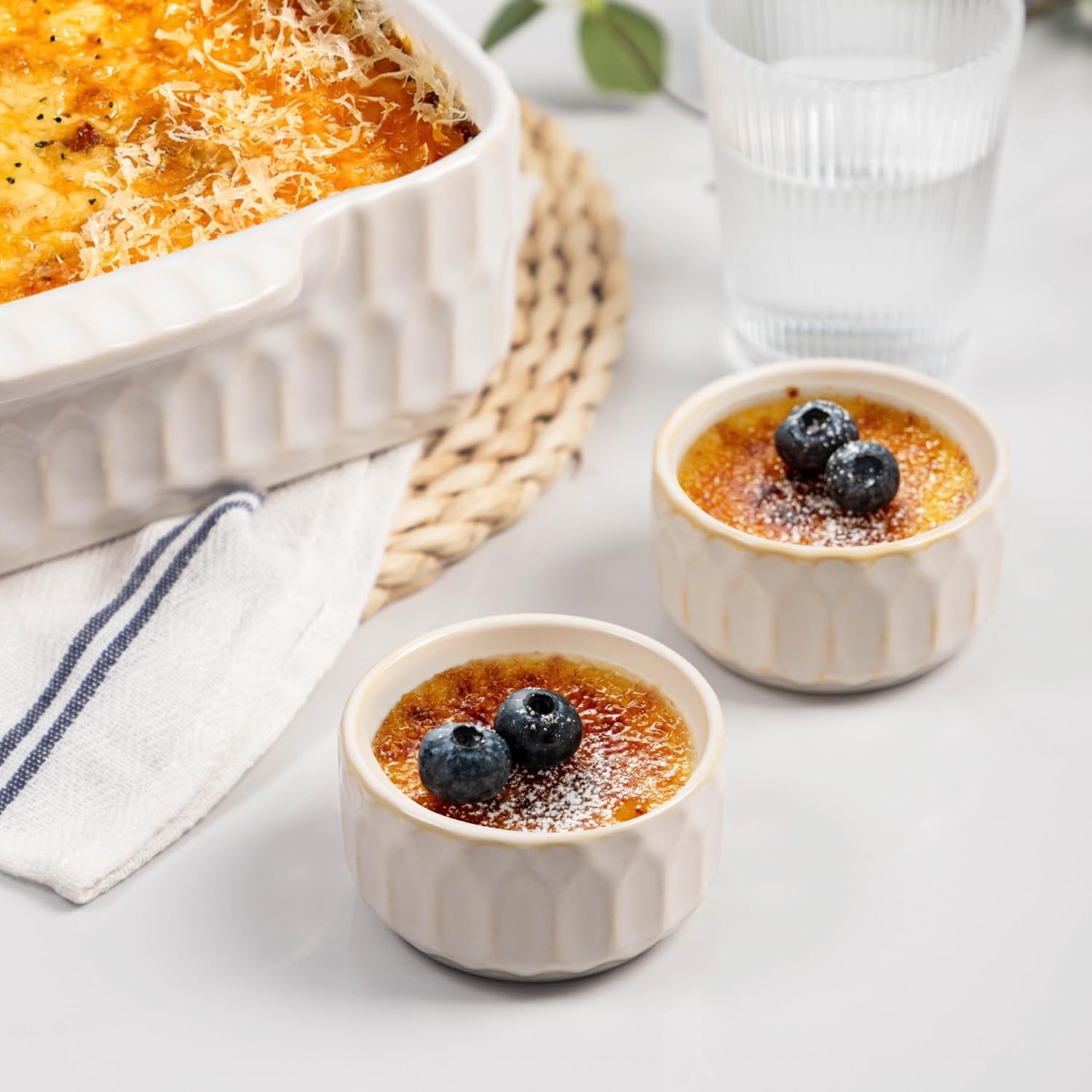 Ramekin Dish Set of 6, 4 OZ Ramekin for Creme Brulee, Lava Cake, Pudding, Souffl