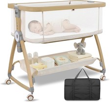 Bassinet Bedside Sleeper,Baby Bassinet,Rocking Bassinet,4-in-1 Full Mesh Quick