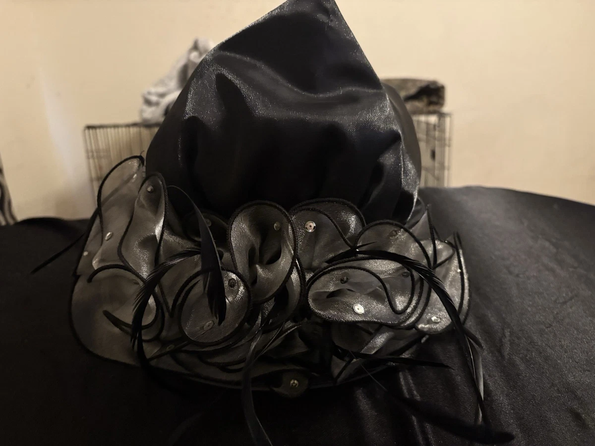 Whittall & Shon Black Straw‎ Wide Brim Hat Lace Ruffles Satin Flower Sequins Polyester Whittall & Shon Hats for Women for sale | eBay main image 3