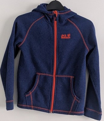 Fleecejacke Kinder 140 cm 9/10 Jahre Jack Wolfskin Nanuk 200 blau mit Kapuze