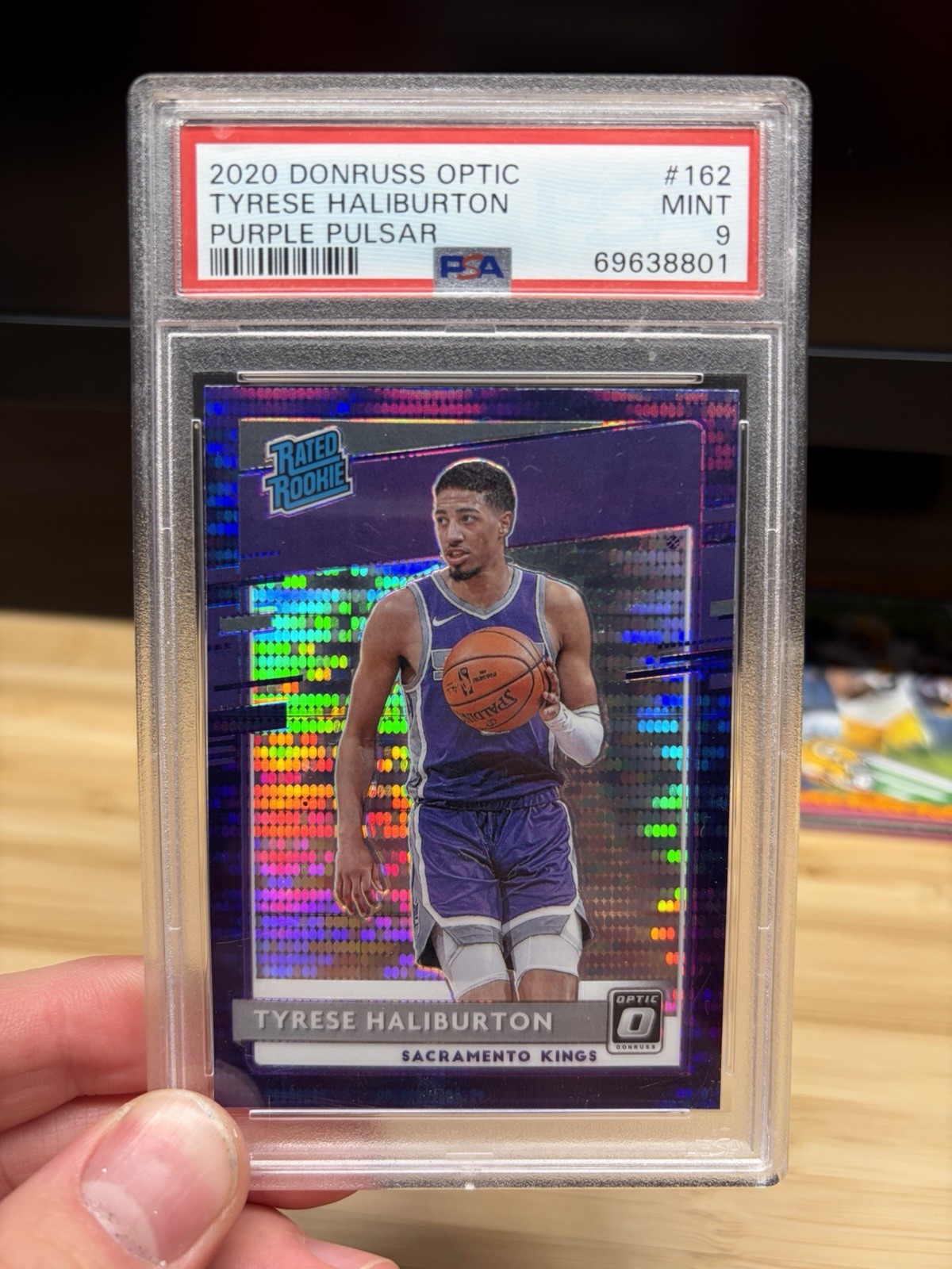 Panini Donruss Optic Tyrese Haliburton #162 Purple Pulsar Prizm PSA 9