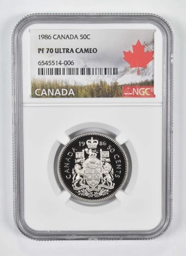 1986 PF70 Canadian 50C NGC Canada Lbl *0406