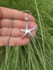 Rhodium Plated 1  Starfish Pendant Necklace Non Tarnish 16  Chain Including