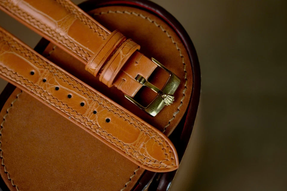 Pulseira Rolex marrom amarela feita à mão tamanho 20/16 (pode alterar o comprimento do tamanho) - Imagem 3 de 4