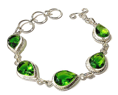 P E R I D O T Edelstein HANDGEFERTIGT 925 Sterlingsilber Schmuck Armband