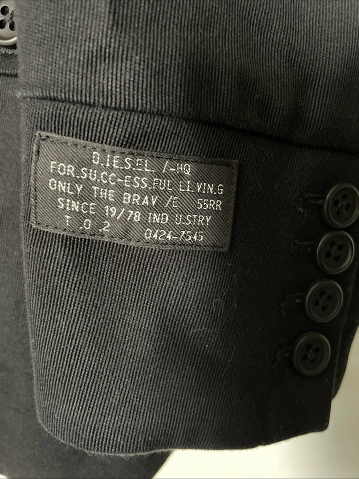 Diesel Men's Sport Coat Blazer Jacket Size XL Leather Trim Military - Image 3 of 4