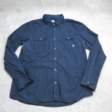 Barbour Overshirt Men Large Navy Chore Utility Work Field Shacket Jacket Ripstop