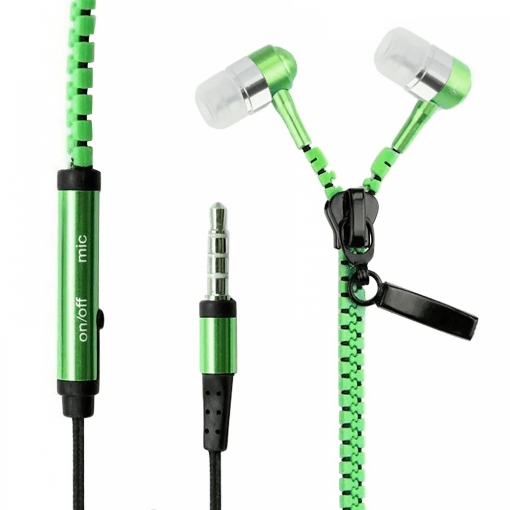 Zzip Stereo Earphones Super Bass Zipper In-Ear Headphones with Microphone 103dB