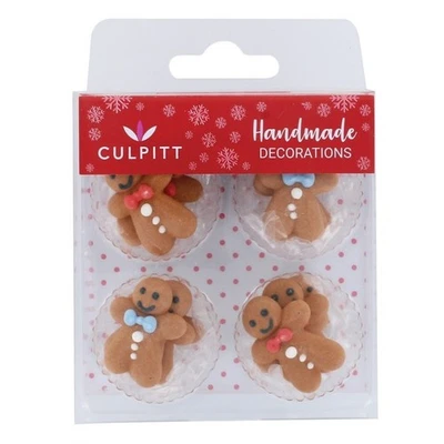 CULPITT Edible Christmas Cake Sugar Decorations Topper Gingerbread Man Cupcake 12Pk
