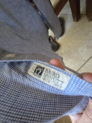 JCrew button down shirt men - size L - blue/white checked - 100% linen! - Picture 3 of 3