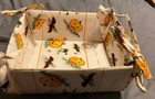 Halloween Jack-o-lantern Fabric Bread Cloth Basket With Corner Ties Decoration