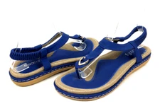 Socofy Womens Thong Sandals Royal Blue Synthetic Upper EU39 US 6.5 -7M Flats EUC