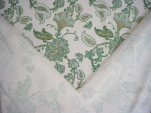 23-1/2Y LAURA & KIRAN 0932 AJANTA SLATE PALM HAND PRINT COTTON UPHOLSTERY FABRIC - Picture 3 of 4