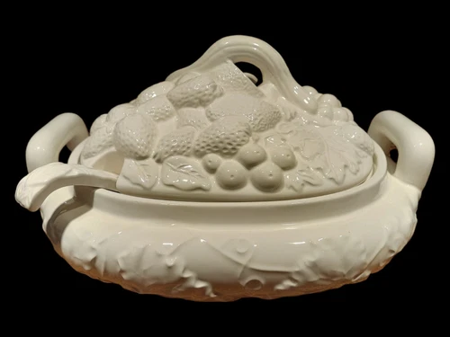 Beautiful White Toureen By Gibson With Ladle - 10 3/4"